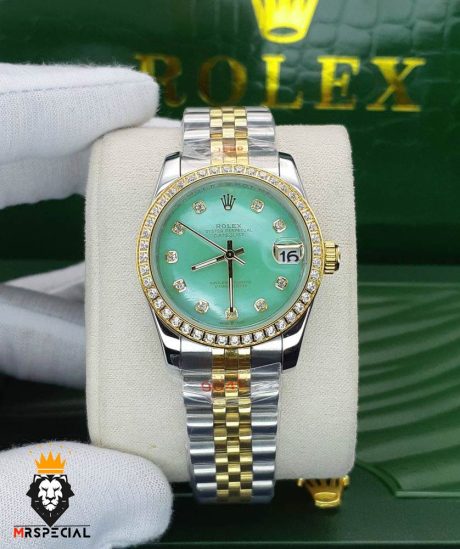 ساعتمچی زنانه رولکس دیت جاست نگین دار سایز متوسط 01478 ROLEX DATEJUST