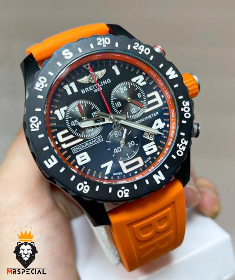 ساعت مچی مردانه برایتلینگ بند رابر نارنجی کرنوگراف BREITLING 01593