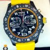 ساعت مچی مردانه برایتلینگ بند رابر زرد کرنوگراف BREITLING 01591
