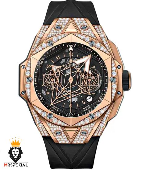 ساعت مچی مردانه هابلوت مدل 6598 Hublot Unico Sang Bleu ll Diamonds