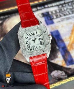 ساعت مچی زنانه کارتیر سانتوس فول نگین 01780 Cartier Santos100 