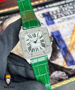 ساعت مچی زنانه کارتیر سانتوس فول نگین 01781 Cartier Santos100