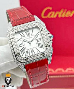 ساعت مچی زنانه کارتیر سانتوس فول نگین 01780 Cartier Santos100