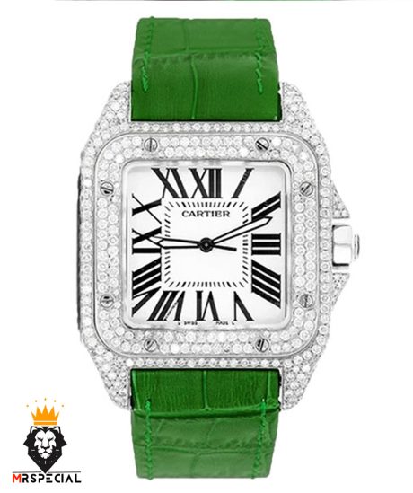 ساعت مچی زنانه کارتیر سانتوس فول نگین 01781 Cartier Santos100