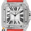 ساعت مچی زنانه کارتیر سانتوس فول نگین 01780 Cartier Santos100