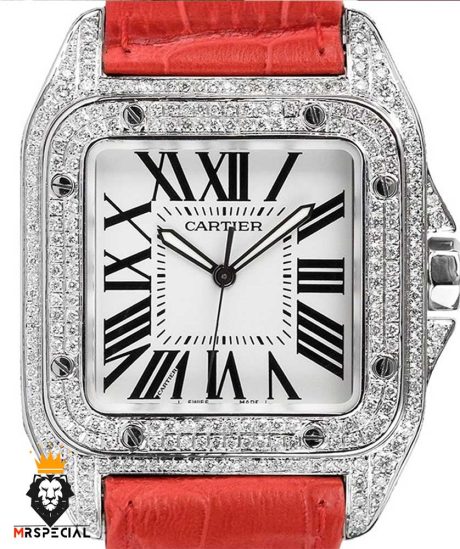 ساعت مچی زنانه کارتیر سانتوس فول نگین 01780 Cartier Santos100