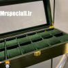 جعبه ساعت طرح چوب 12 تایی سبز لوکس 0027 WATCH BOX