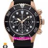 ساعت سیکو مردانه بند رابر رزگلد مشکی کرنوگراف صفحه مشکی 021528 SEIKO Air diver