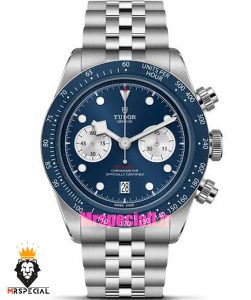 ساعت تودور مردانه اتوماتیک بند استیل صفحه ابی 021532 TUDOR black bay chron