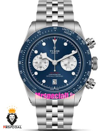 ساعت تودور مردانه اتوماتیک بند استیل صفحه ابی 021532 TUDOR black bay chron