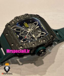 ساعت ریچارد میل مردانه قاب کربن اتوماتیک بند رابر صفحه اسکلتون 021441 RICHARD MILLE