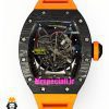 ساعت ریچارد میل مردانه قاب کربن اتوماتیک بند رابر نارنجی صفحه اسکلتون 021439 RICHARD MILLE