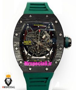 ساعت ریچارد میل مردانه قاب کربن اتوماتیک بند رابر صفحه اسکلتون 021441 RICHARD MILLE