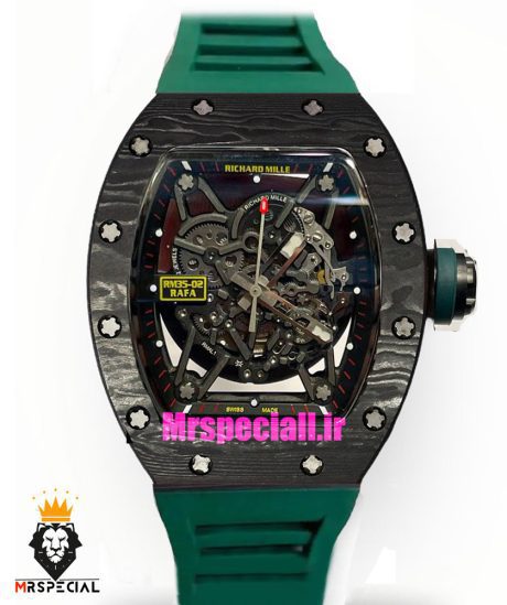 ساعت ریچارد میل مردانه قاب کربن اتوماتیک بند رابر صفحه اسکلتون 021441 RICHARD MILLE