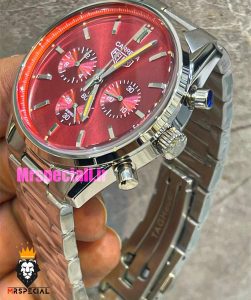 ساعت تگ هویر مردانه مدل کررا کرنوگراف استیل صفحه قرمز Tag Heuer Carrera TG 021434 
