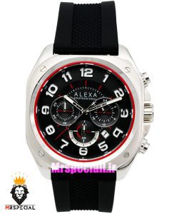 ساعت الکسا مردانه اورجینال کرنوگراف بند رابر مشکی قاب استیل صفحه مشکی 021103 ALEXA Professional