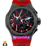 ساعت الکسا مردانه اورجینال کرنوگراف بند رابر قرمز قاب مشکی صفحه مشکی 021117 ALEXA Professional