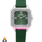 ساعت الکسا زنانه بند چرم چهارگوش قاب استیل نگین دار صفحه سبز 020923 ALEXA Special