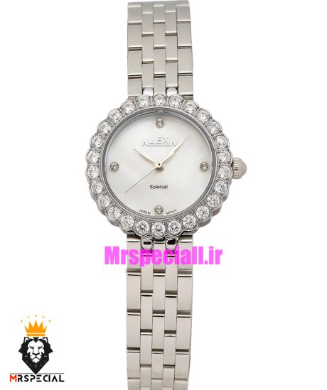 ساعت الکسا زنانه اورجینال استیل قاب نگین صفحه سفید 021165 ALEXA Special