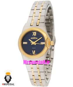 ساعت الکسا زنانه اورجینال استیل دو رنگ طلایی صفحه ابی 021156 ALEXA Special