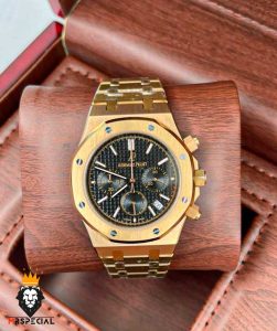 ساعت مردانه اودمار پیگه کرنوگراف رزگلد صفحه مشکی AUDEMARS PIGUET ROYAL 4444