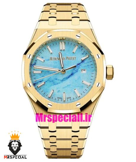 ساعت اودمار پیگه مردانه طلایی صفحه تیفانی AUDEMARS PIGUET ROYAL 021212