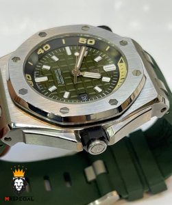 ساعت مردانه اودمار پیگه اتوماتیک بند رابر صفحه سبز AUDEMARS PIGUET 01808