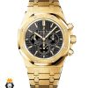 ساعت مردانه اودمار پیگه کرنوگراف طلایی صفحه مشکی AUDEMARS PIGUET ROYAL 01639