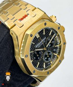 ساعت مردانه اودمار پیگه کرنوگراف طلایی صفحه مشکی AUDEMARS PIGUET ROYAL 01639
