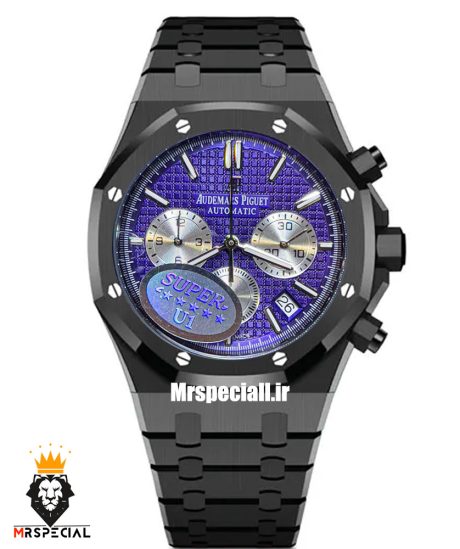 ساعت مچی مردانه اودمار پیگه کرنوگراف مشکی صفحه بنفش AUDEMARS PIGUET ROYAL 021170