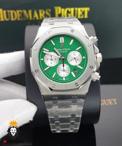 ساعت مردانه اودمار پیگه کرنوگراف استیل صفحه سبز AUDEMARS PIGUET ROYAL 01565