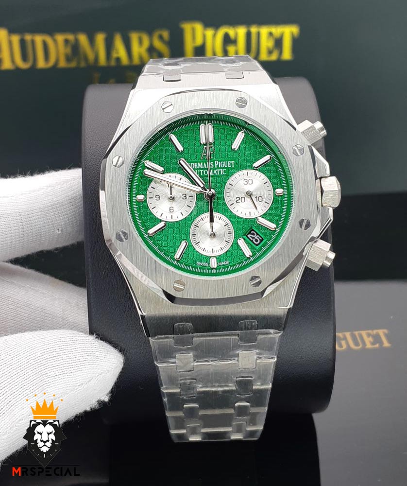 ساعت مردانه اودمار پیگه کرنوگراف استیل صفحه سبز AUDEMARS PIGUET ROYAL 01565