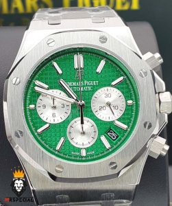 ساعت مردانه اودمار پیگه کرنوگراف استیل صفحه سبز AUDEMARS PIGUET ROYAL 01565