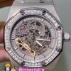 ساعت اودمار پیگه مردانه رویال اوک اتوماتیک قاب نگین صفحه اسکلتون طوسی AUDEMARS PIGUET ROYAL Oak 021128