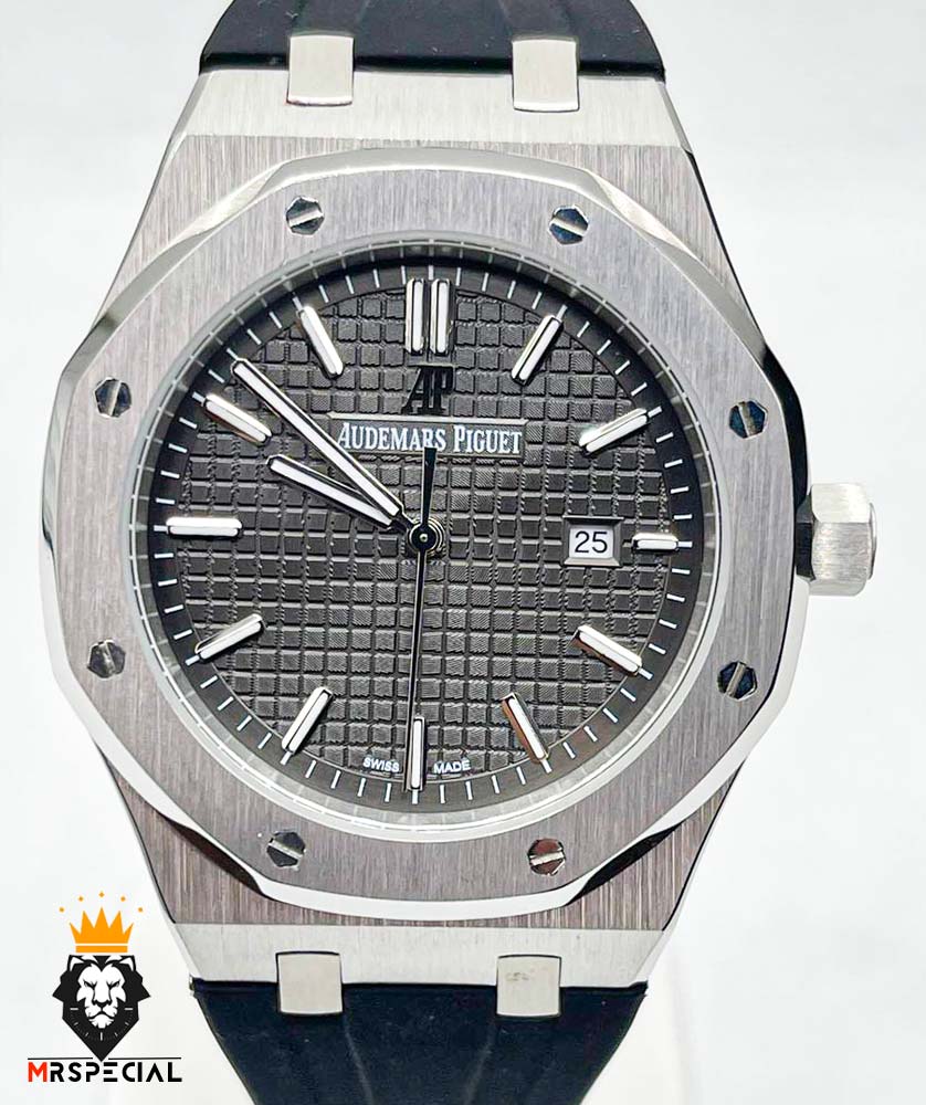ساعت مردانه اودمار پیگه کوارتز استیل صفحه طوسی AUDEMARS PIGUET ROYAL 01309