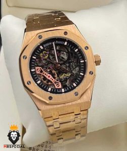 ساعت مردانه اودمار پیگه اتوماتیک رزگلد صفحه اسکلتون AUDEMARS PIGUET ROYAL 01147