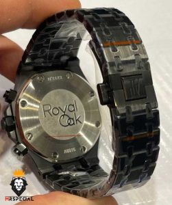 ساعت مچی مردانه اودمار پیگه کرنوگراف مشکی صفحه بنفش AUDEMARS PIGUET ROYAL 021270