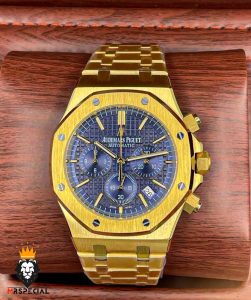 ساعت مردانه اودمار پیگه کرنوگراف طلایی صفحه ابی AUDEMARS PIGUET ROYAL 4414
