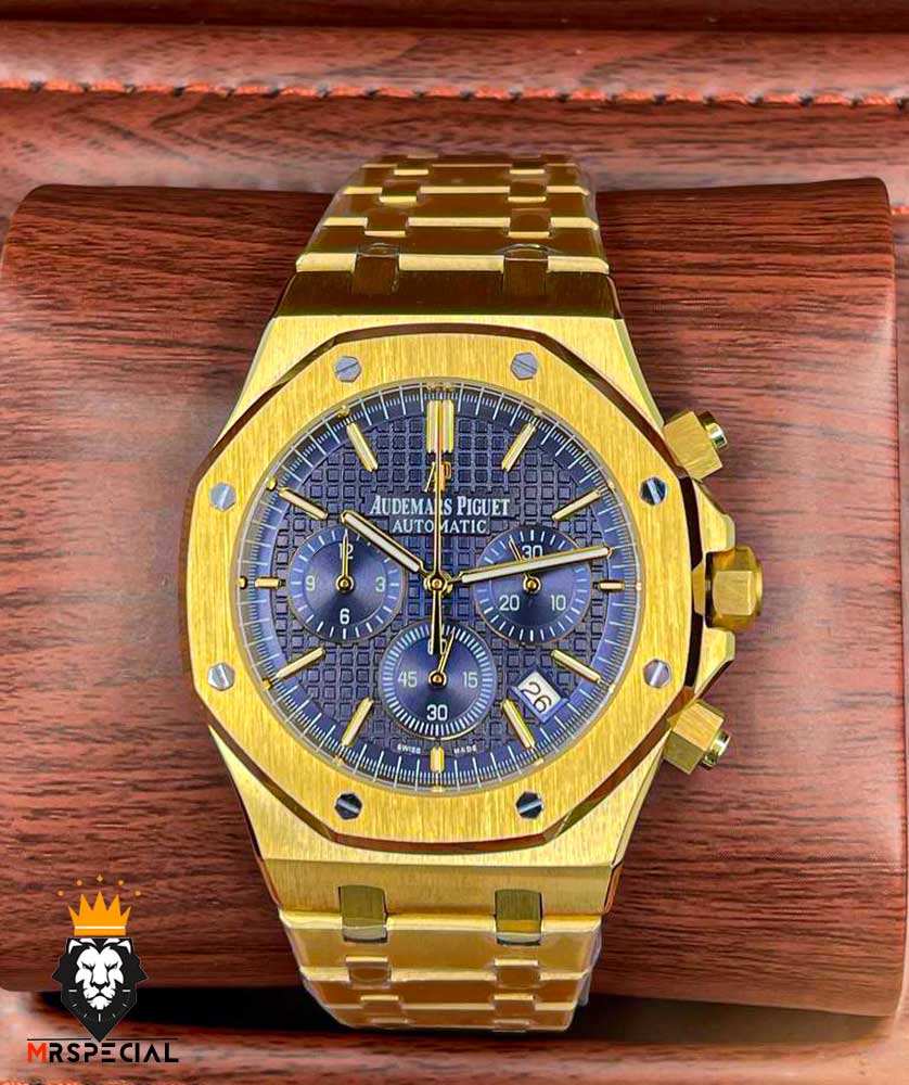 ساعت مردانه اودمار پیگه کرنوگراف طلایی صفحه ابی AUDEMARS PIGUET ROYAL 4414