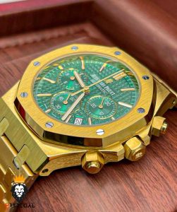 ساعت مردانه اودمار پیگه کرنوگراف طلایی صفحه سبز AUDEMARS PIGUET ROYAL 4415