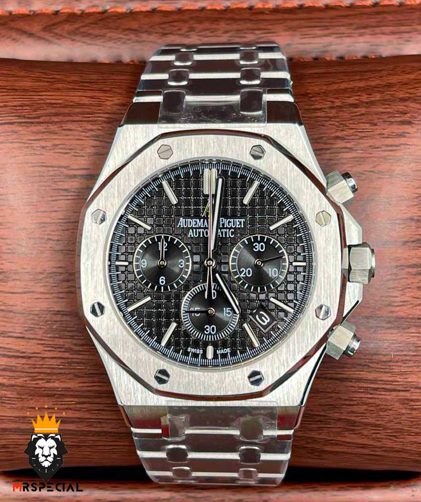 ساعت مردانه اودمار پیگه کرنوگراف استیل صفحه مشکی AUDEMARS PIGUET ROYAL 4416