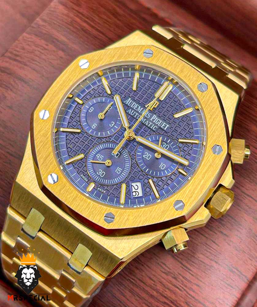 ساعت مردانه اودمار پیگه کرنوگراف طلایی صفحه ابی AUDEMARS PIGUET ROYAL 4414