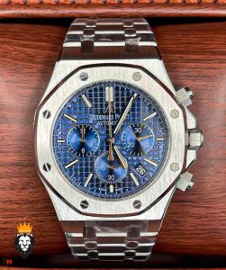ساعت مردانه اودمار پیگه کرنوگراف استیل صفحه ابی AUDEMARS PIGUET ROYAL 4417