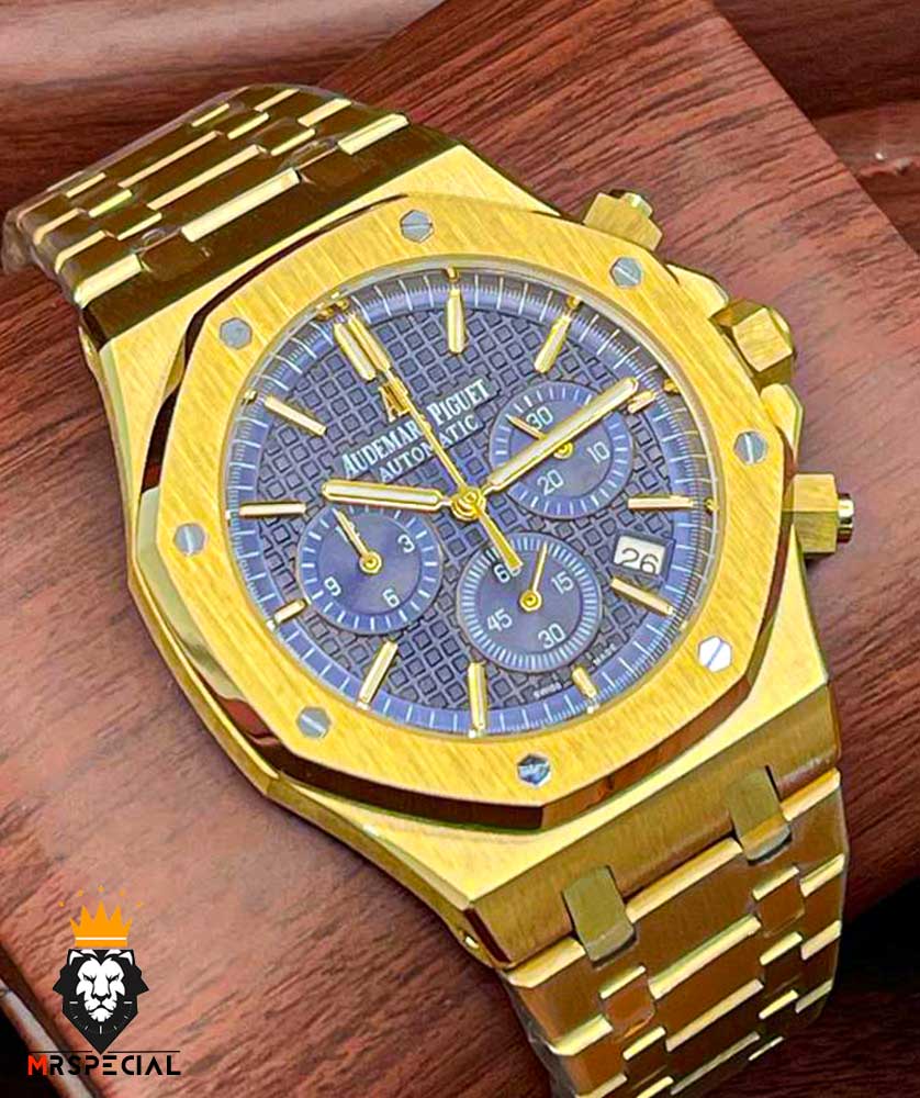 ساعت مردانه اودمار پیگه کرنوگراف طلایی صفحه ابی AUDEMARS PIGUET ROYAL 4414