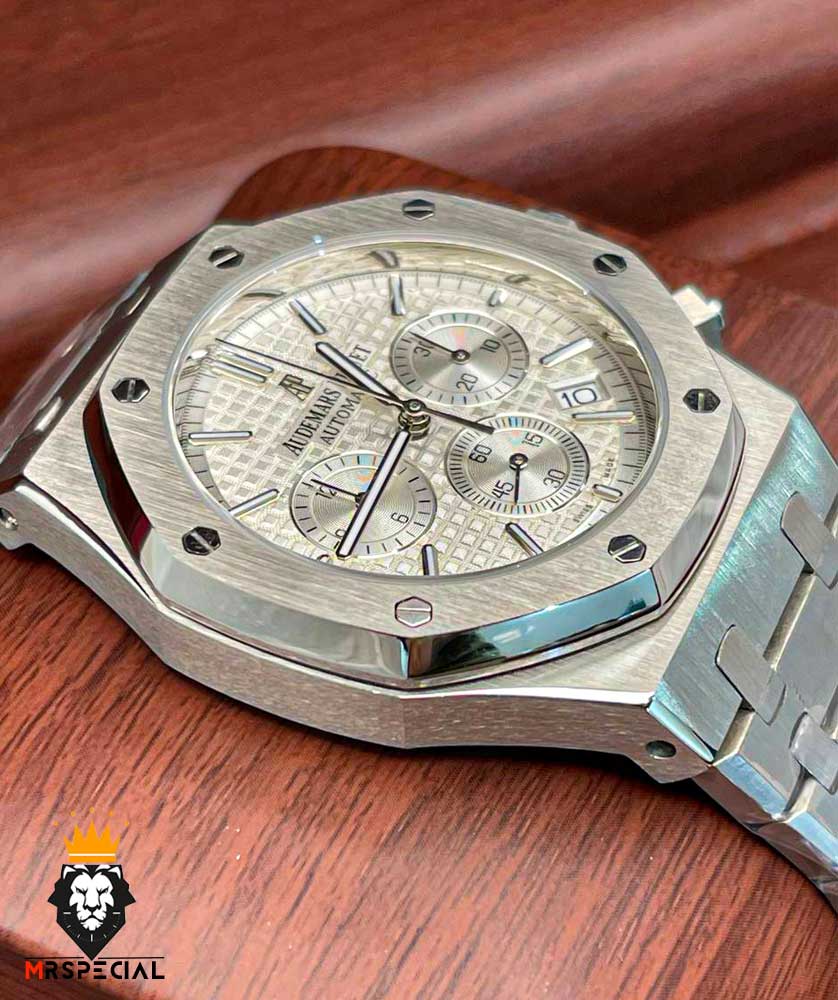 ساعت مردانه اودمار پیگه کرنوگراف استیل صفحه سفید AUDEMARS PIGUET ROYAL 4418