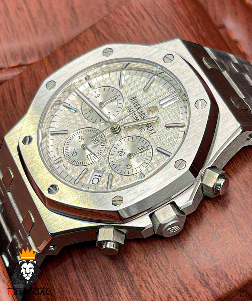 ساعت مردانه اودمار پیگه کرنوگراف استیل صفحه سفید AUDEMARS PIGUET ROYAL 4418