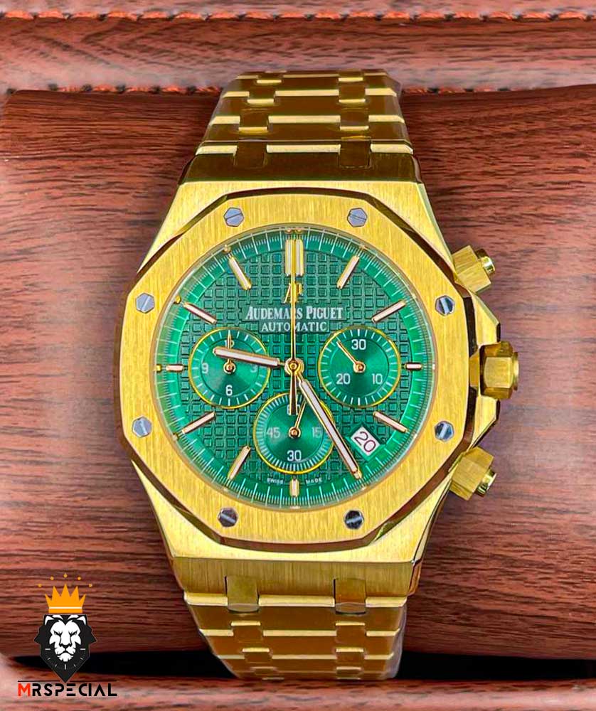 ساعت مردانه اودمار پیگه کرنوگراف طلایی صفحه سبز AUDEMARS PIGUET ROYAL 4415