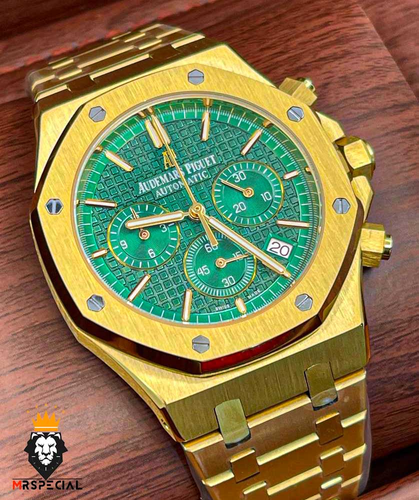 ساعت مردانه اودمار پیگه کرنوگراف طلایی صفحه سبز AUDEMARS PIGUET ROYAL 4415