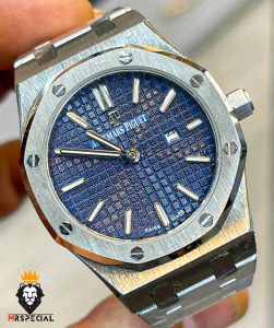 ساعت ست اودمار پیگه مردانه و زنانه استیل صفحه ابی Audemars Piguet Royal 01573