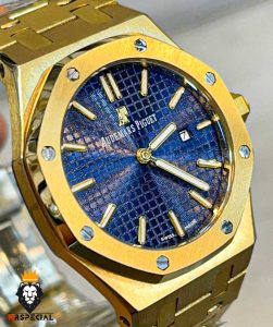 ساعت ست اودمار پیگه مردانه و زنانه طلایی صفحه ابی 2215 AUDEMARS PIGUET ROYAL